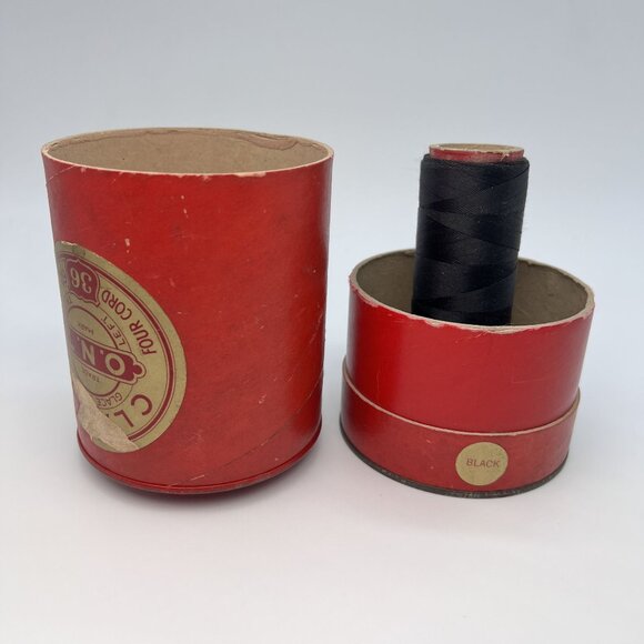 Vintage Black Glace Thread Spool Tube 6000 Yards No. 36 Sewing Notions - Picture 1 of 10